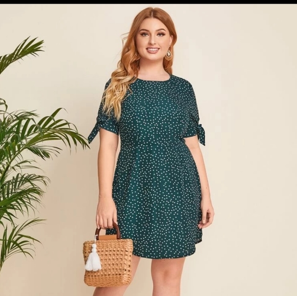 plus size green polka dot dress